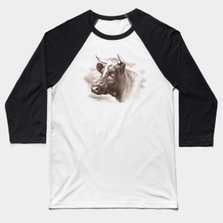Cow Head Vintage Illustration Baseball T-Shirt